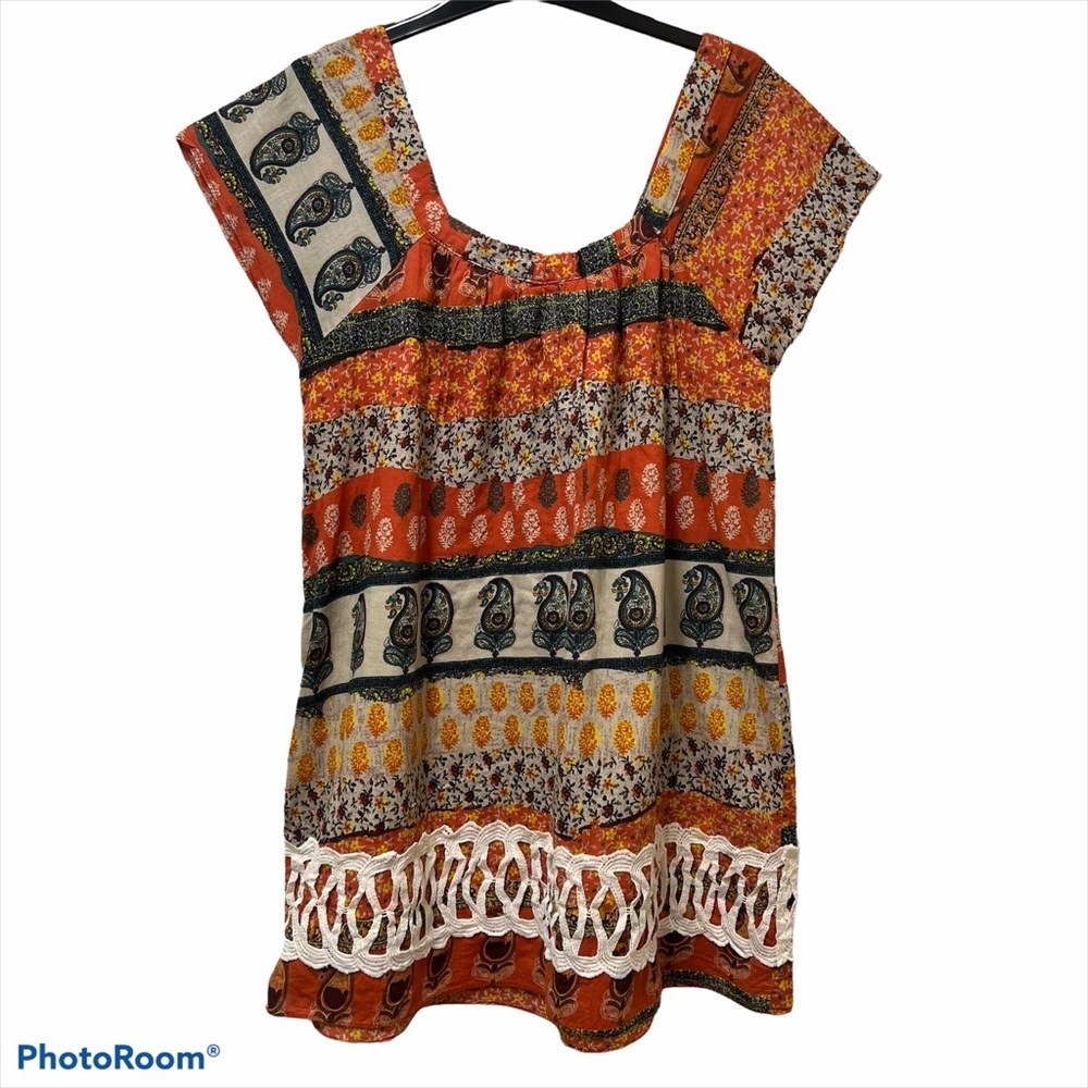 Entro Anthropologie Boho Dress printed flowy S babydoll